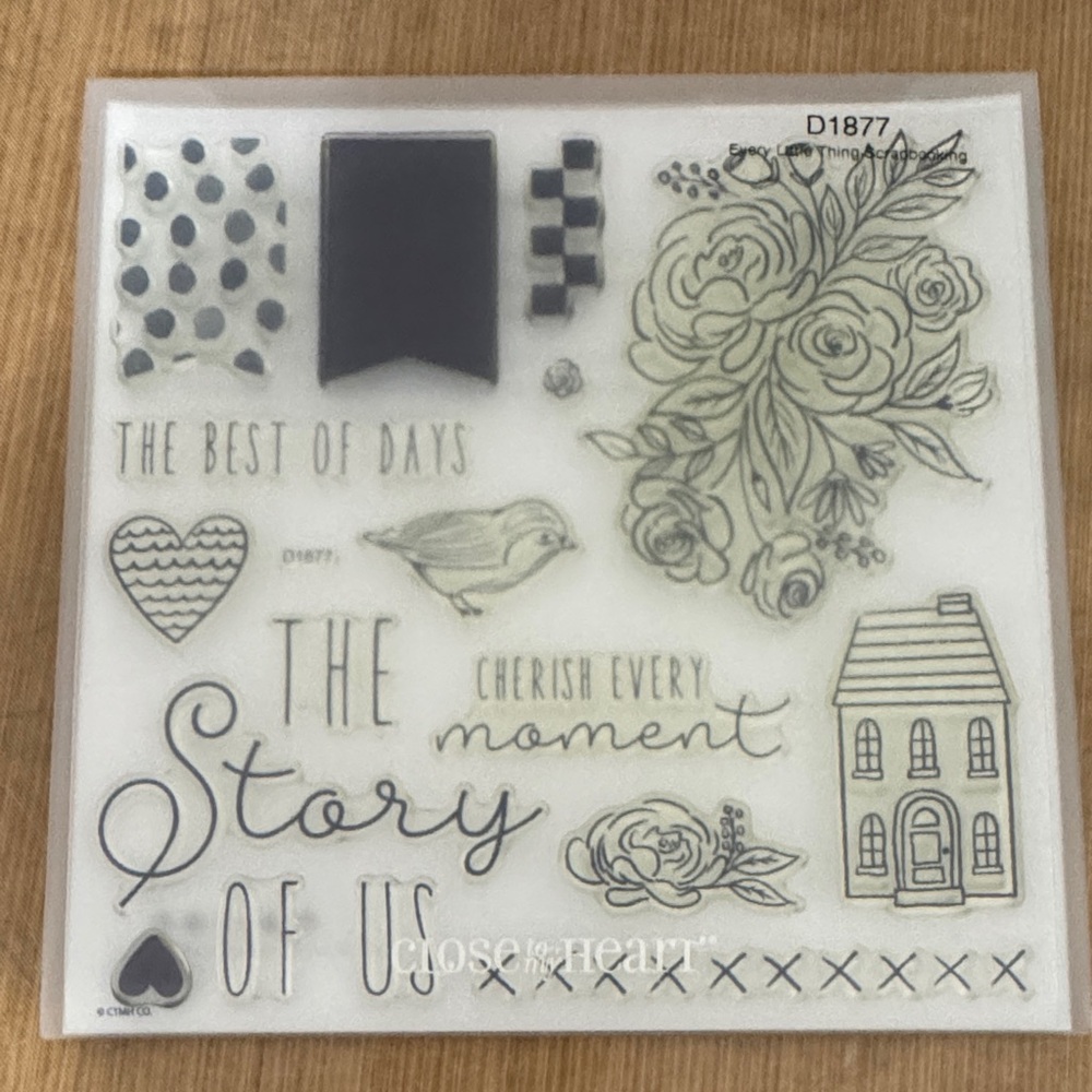 Clear Floral Sentiment Stamp Set in Cream - The Story of Us
